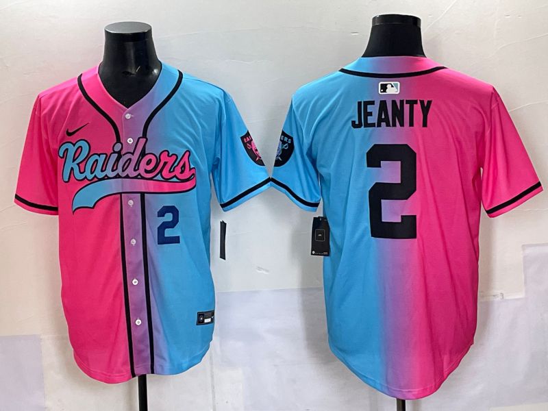 Men 2025 Oakland Raiders 2 Jeanty Blue pink Nike Limited NFL Jersey 005